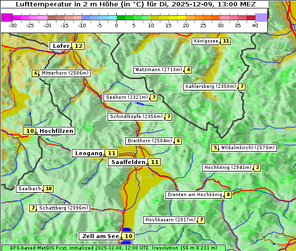 Temperatur, 9. 12. 2025