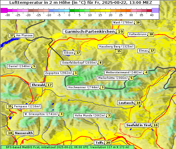 Temperatur, 22. 8. 2025