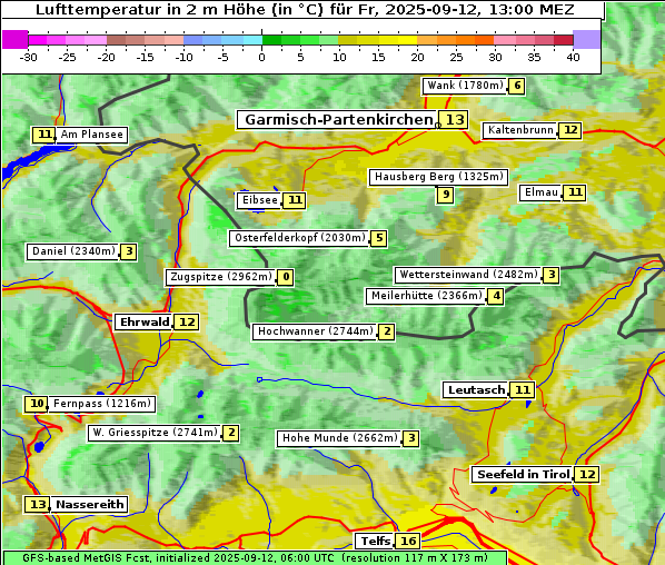Temperatur, 12. 9. 2025