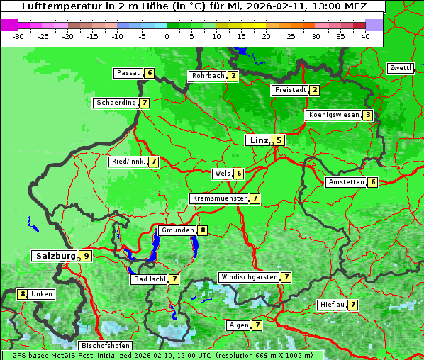 Temperatur, 11. 2. 2026