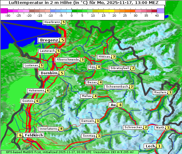 Temperatur, 17. 11. 2025