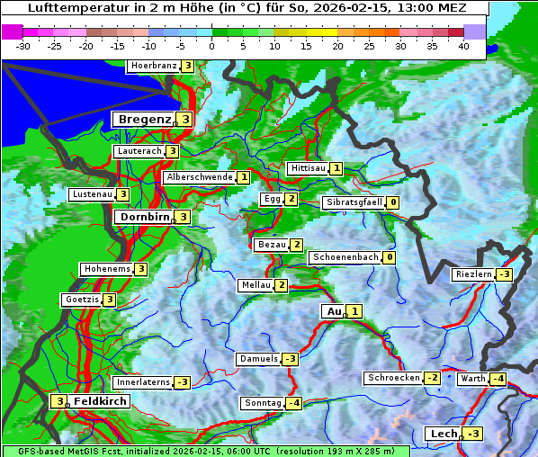 Temperatur, 15. 2. 2026