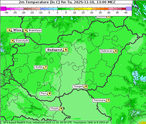 Temperatur, 18. 11. 2025