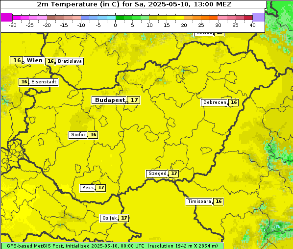 Temperatur, 10. 5. 2025
