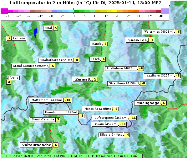 Temperatur, 14. 1. 2025