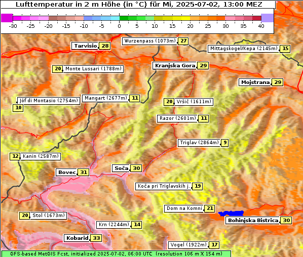 Temperatur, 2. 7. 2025