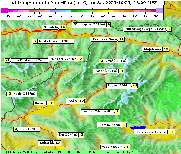 Temperatur, 25. 10. 2025