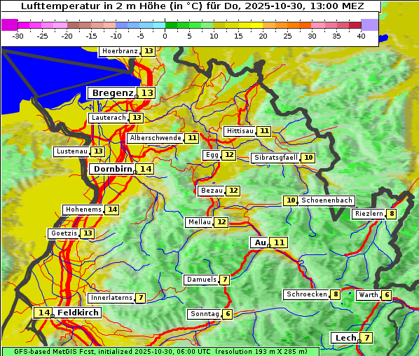 Temperatur, 30. 10. 2025