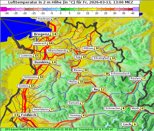 Temperatur, 13. 3. 2026