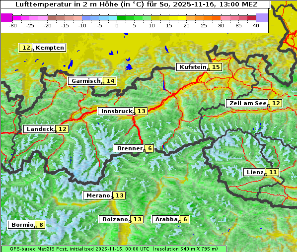 Temperatur, 16. 11. 2025