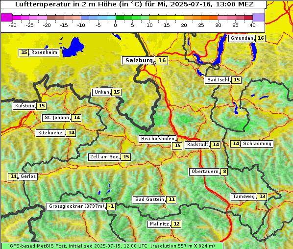 Temperatur, 16. 7. 2025
