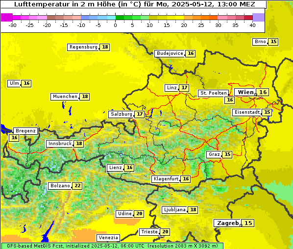 Temperatur, 12. 5. 2025