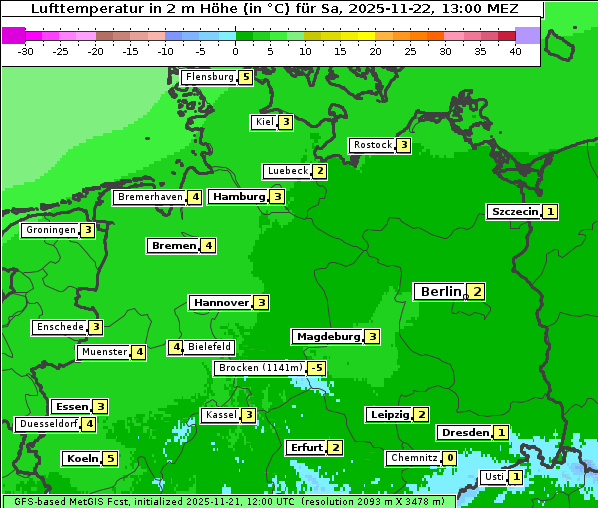 Temperatur, 22. 11. 2025