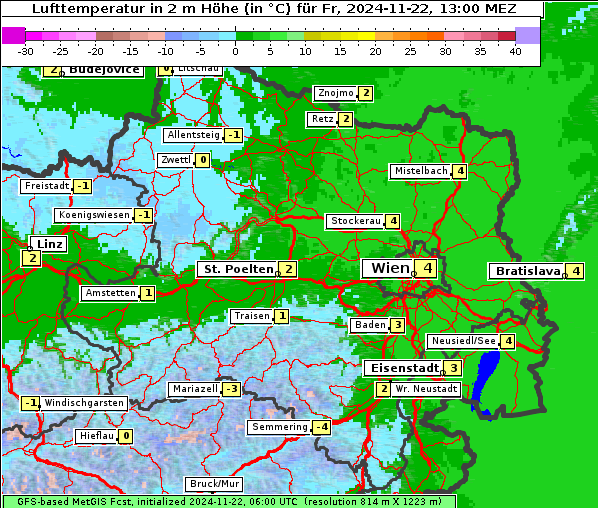 Temperatur, 22. 11. 2024