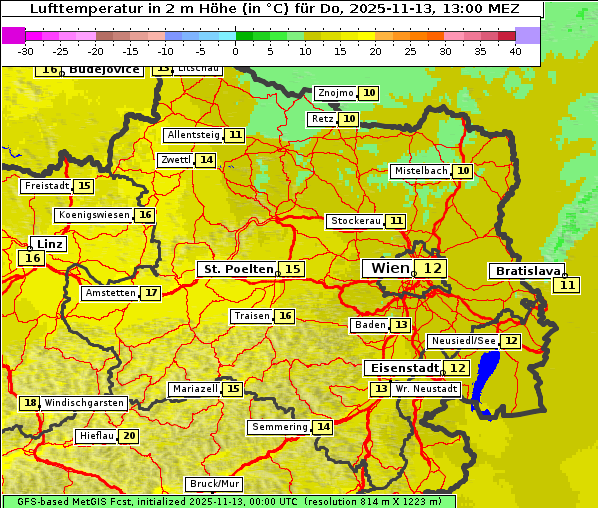 Temperatur, 13. 11. 2025