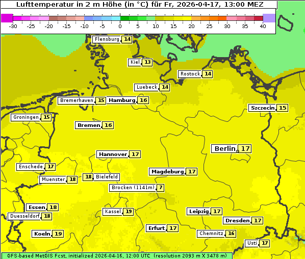 Temperatur, 17. 4. 2026