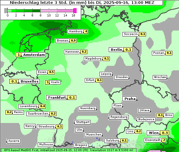 Niederschlag, 16. 9. 2025