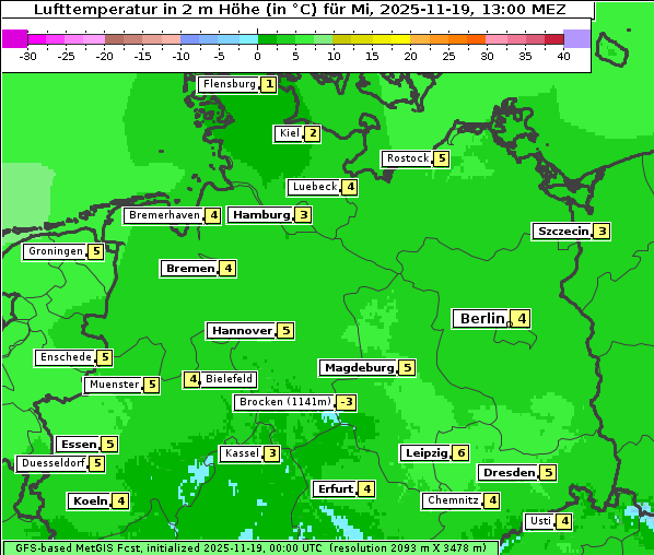 Temperatur, 19. 11. 2025