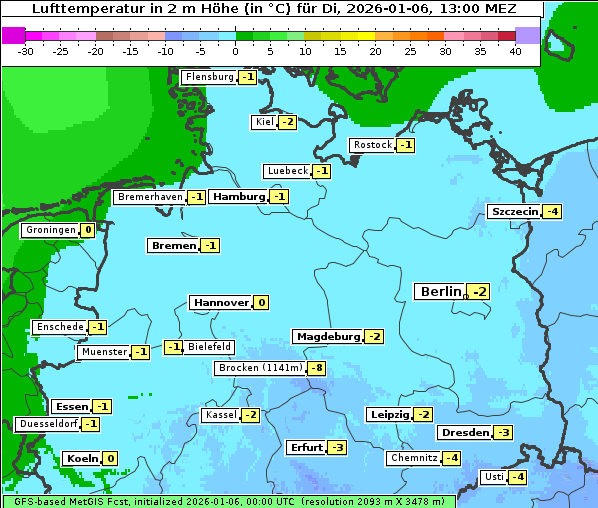 Temperatur, 6. 1. 2026