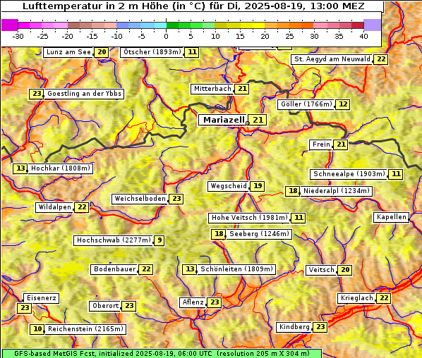 Temperatur, 19. 8. 2025