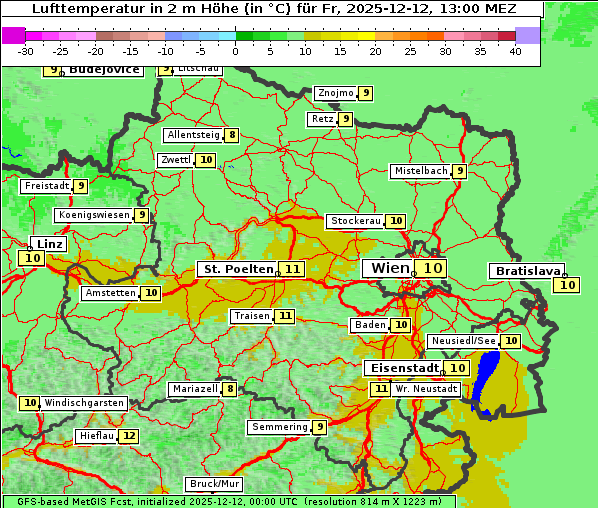 Temperatur, 12. 12. 2025
