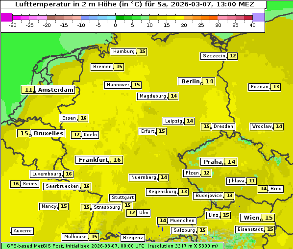 Temperatur, 7. 3. 2026