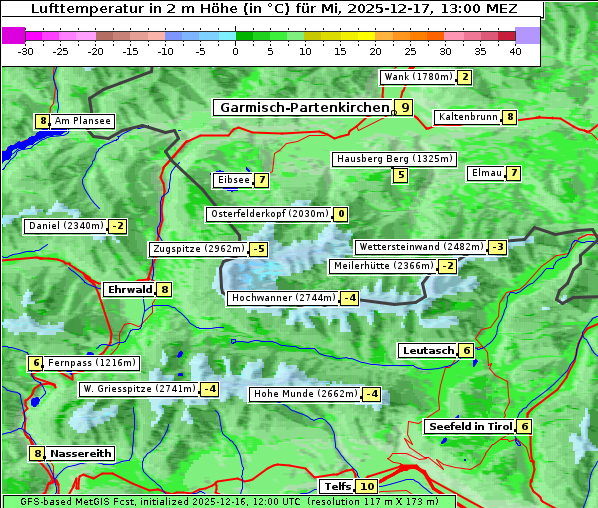 Temperatur, 17. 12. 2025