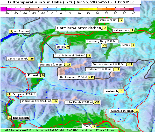 Temperatur, 15. 2. 2026