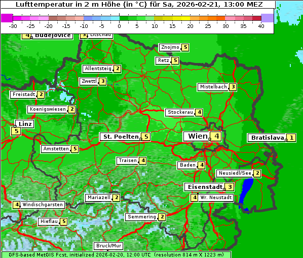 Temperatur, 21. 2. 2026