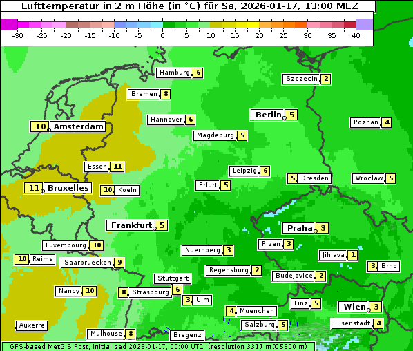 Temperatur, 17. 1. 2026