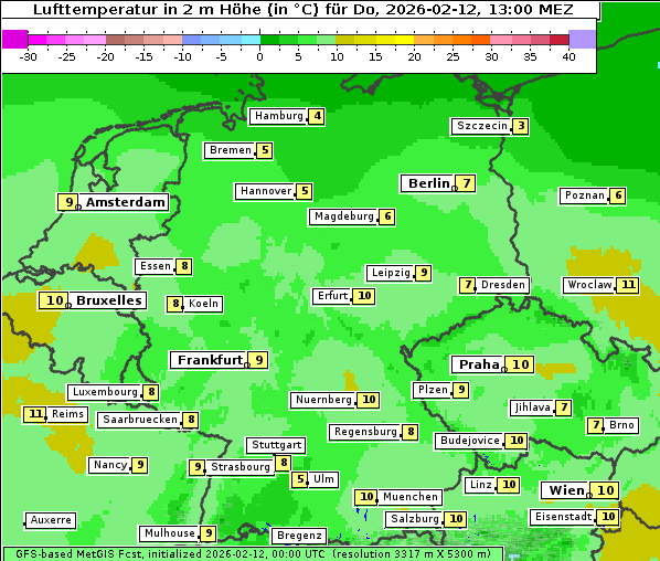 Temperatur, 12. 2. 2026