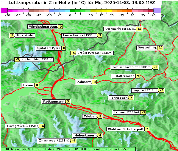 Temperatur, 3. 11. 2025