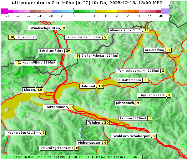Temperatur, 18. 12. 2025
