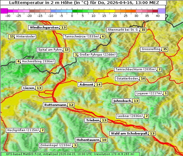 Temperatur, 16. 4. 2026