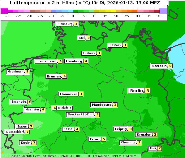 Temperatur, 13. 1. 2026