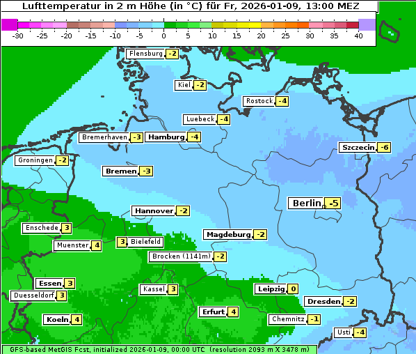 Temperatur, 9. 1. 2026