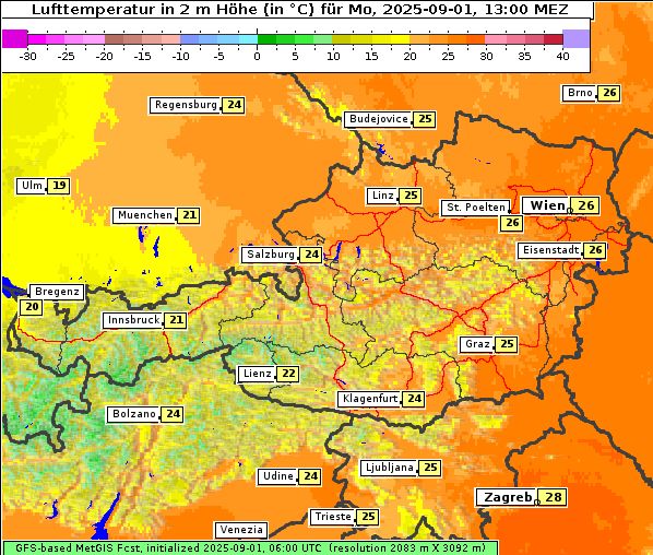 Temperatur, 1. 9. 2025