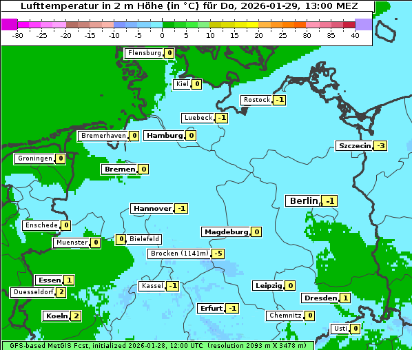 Temperatur, 29. 1. 2026