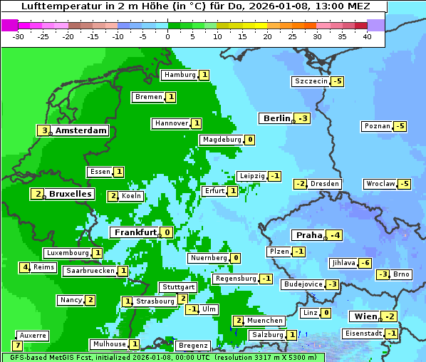 Temperatur, 8. 1. 2026