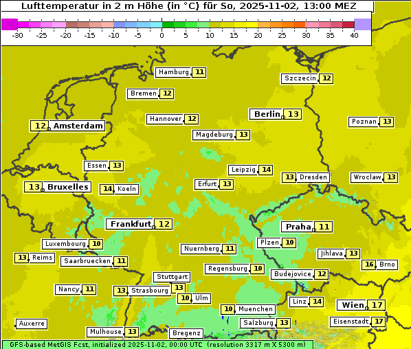 Temperatur, 2. 11. 2025