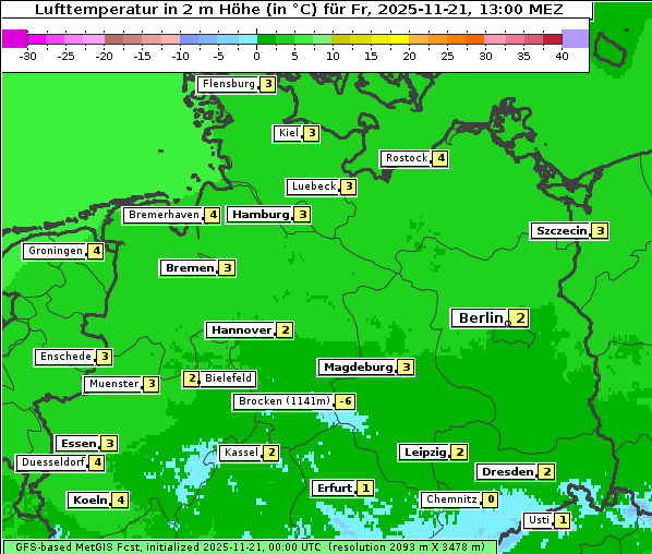Temperatur, 21. 11. 2025