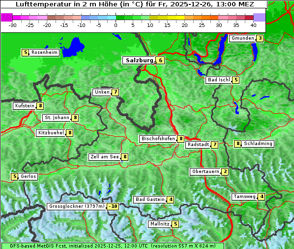 Temperatur, 26. 12. 2025
