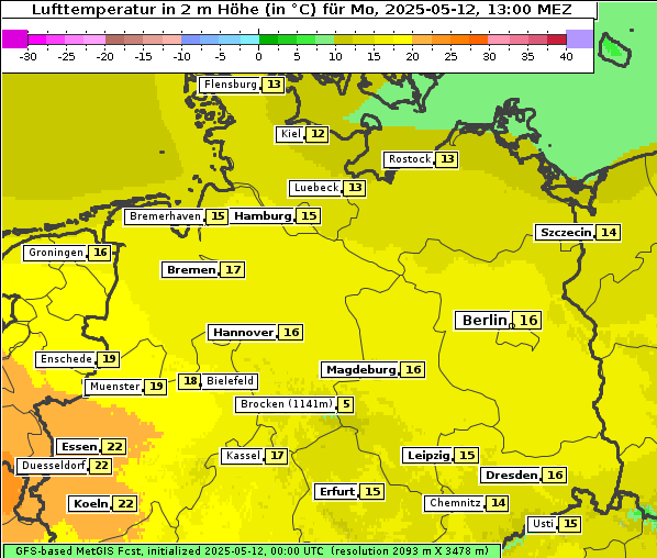 Temperatur, 12. 5. 2025