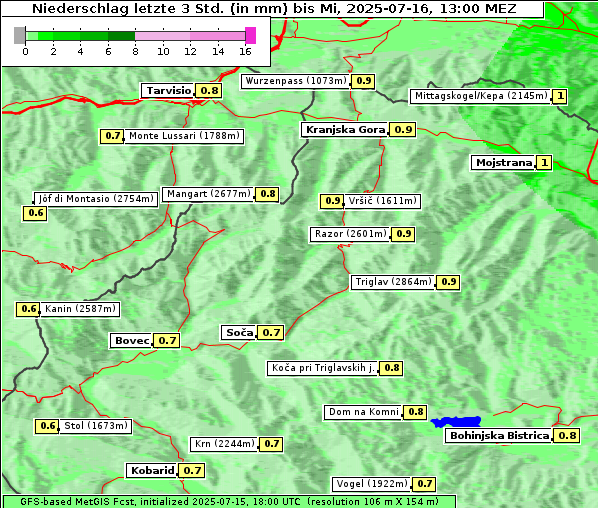 Niederschlag, 16. 7. 2025