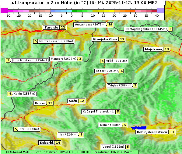 Temperatur, 12. 11. 2025