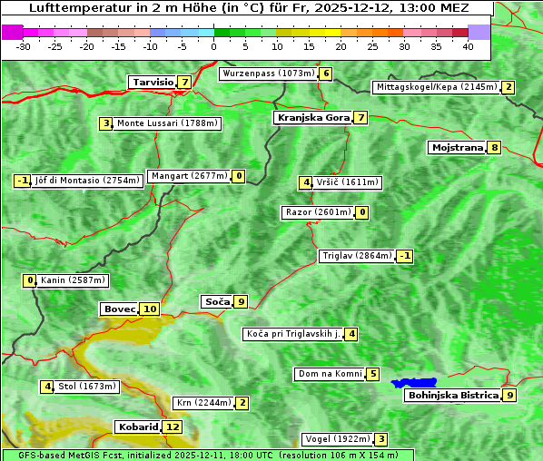 Temperatur, 12. 12. 2025