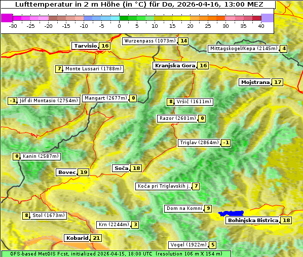 Temperatur, 16. 4. 2026