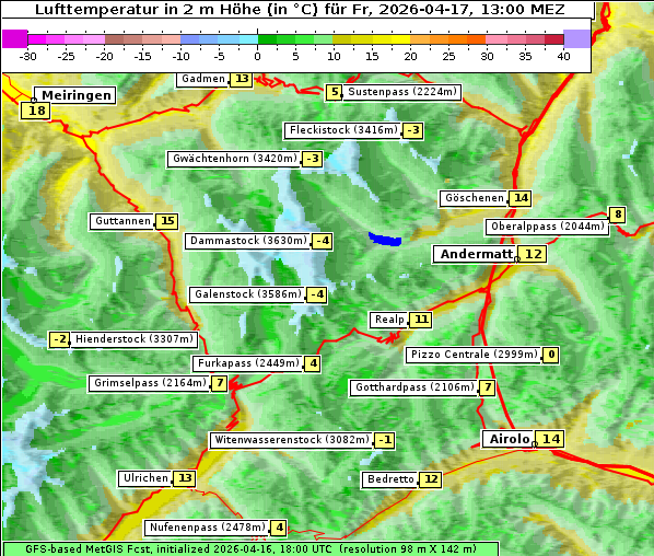 Temperatur, 17. 4. 2026