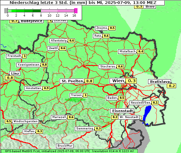 Niederschlag, 9. 7. 2025