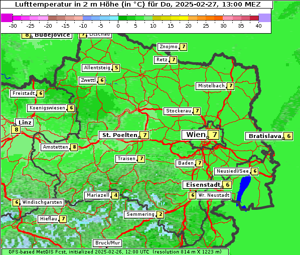 Temperatur, 27. 2. 2025